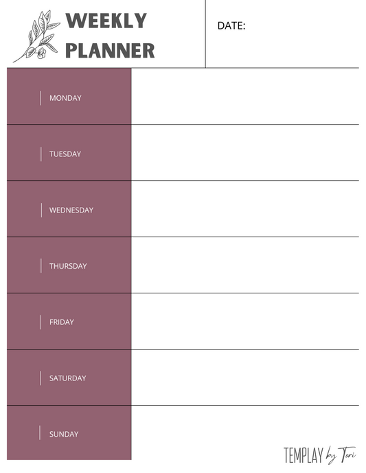 Mona weekly planner