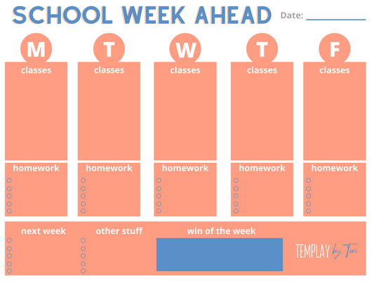 Sloane academic weekly planner